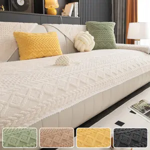 Plush Anti-Slip Sofa Cushion Cover, Durable Warm Comfortable Pet-Friendly Washable Fashion Couch Protector, Simple Design for Living Room, Soft Sofa Protector
