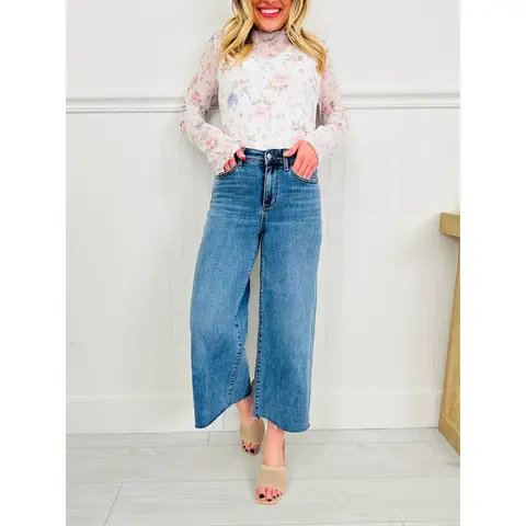 Judy Blue Fresh Start Wide Leg Cropped Jeans