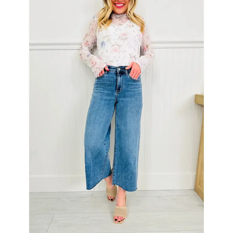Judy Blue Fresh Start Wide Leg Cropped Jeans