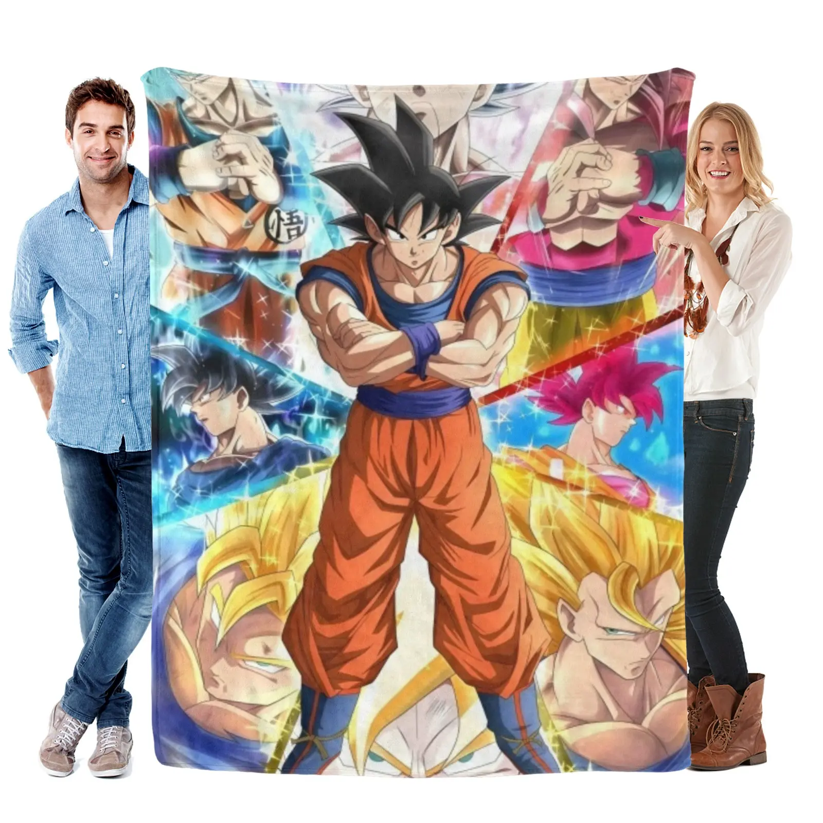 Dragon Ball Z Base Goku Center All Transformations Blanket,Dragon Ball Blanket Goku Blanket,Dragon Ball Merch Dragon Ball Z Gifts For Teen Bedroom