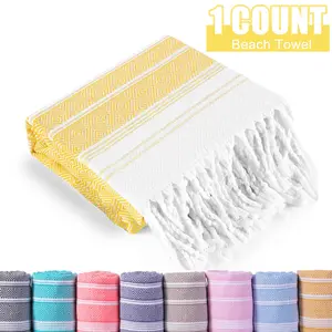 Oversized Beach Towel, Sand-Free Quick-Dry, Easy-To-Carry Turkish Linen, 72"x38" Packable, Super Absorbent, Ideal for Swimming, Gym, Pool, Camping