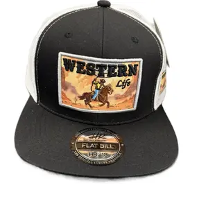 Hat Republic Gorra Negro con Blanco Western Cap - Black and White Western Style Hat by Hat Republic