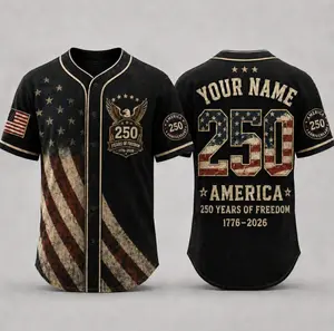 Personalized USA 250th Anniversary Baseball Jersey, Custom Name Number 1776-2026, America 250 Years of Freedom 4th of July Gift