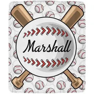 Personalized Baseball Blanket with Name, Custom Sports Throw Blankets for Fan Lovers,,Youth Teens,Boys & Girls
