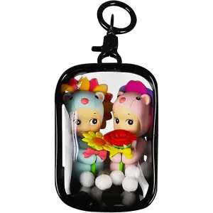NEW DIY Clear Figure Display Bag with Keychain, Portable Small Doll Storage Bag Hanging Blind Box Organizer Zipper Closure, Dustproof Collectibles Display Case for Showing Off Blind Boxes(Doll not included) keepsake