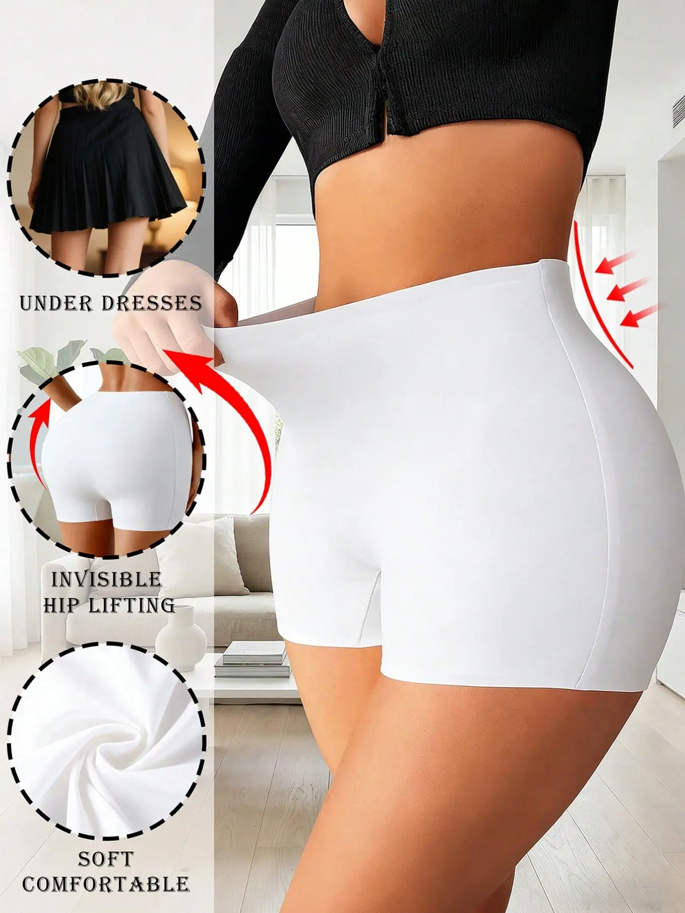 Women's High Waist Seamless Safety Shorts, Silky Smooth Fabric, Butt-Lifting Shapewear and Thigh Slimmer Panties, Women's Cycling and Yoga Shorts, Comfortable Waist Cincher Style