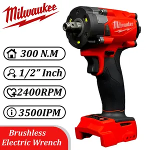 Milwaukee 300Nm Brushless Impact Wrench 1/2" Cordless 18V High Torque Power Tool for Car Tire Removal Auto Repair Variable Speed Kit
