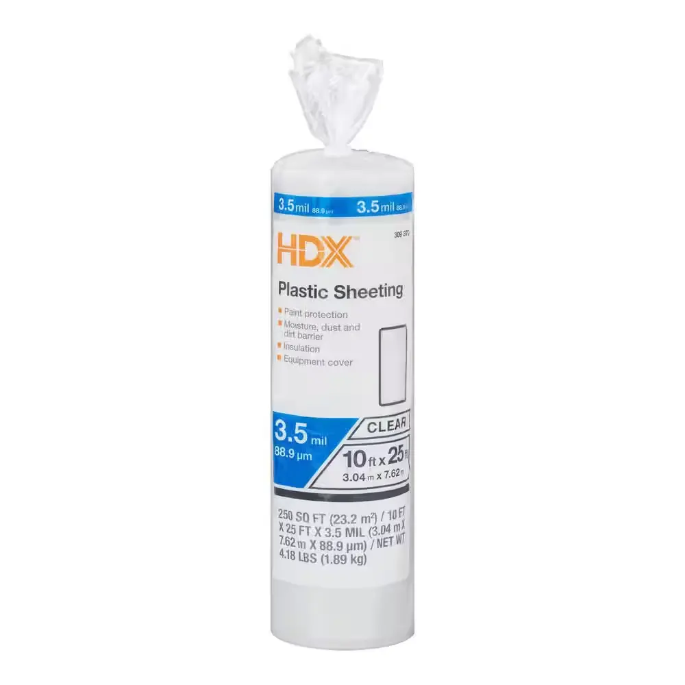 Clear Plastic Sheeting, 10 Ft x 25 Ft, 3.5 Mil Heavy Duty Drop Cloth for Home Improvement Building Paint Prep Supplies