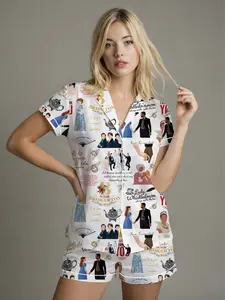 Spill the Tea Bridgerton Pajama Set, Lady Whistledown Inspired Sleepwear, Regency Era Button Up PJ Set, BookTok Nightwear Gift