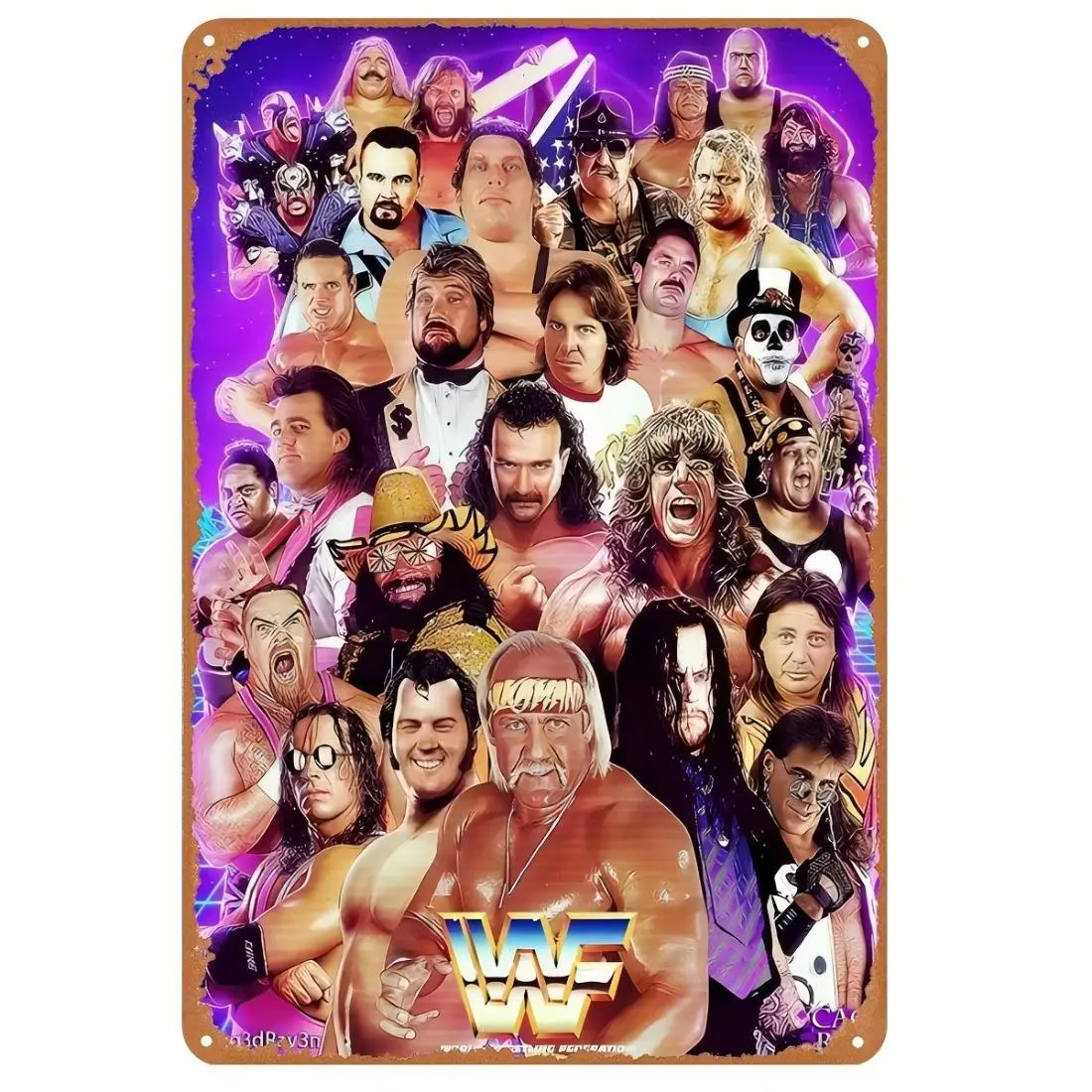 Vintage 1993 WWF Raw Wrestling Legends Tin Sign, 8''x12'' (20cm x 30cm) Wall Decor, Suitable for Home, Office, Or Sports Bar