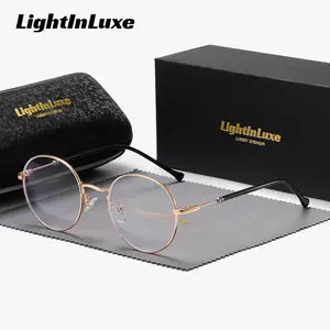LightInLuxe unisex retro exquisite full-frame clear glasses with anti-blue light, perfect for outdoor activities, round frame Plano glasses.
