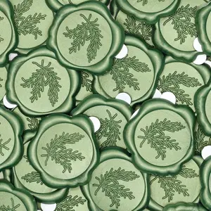 Wax Seal Stickers for Envelope Seals, 50pc Green Self-Adhesive Wax Stamp Stickers for Wedding lnvitations, Cards Envelopes Seal