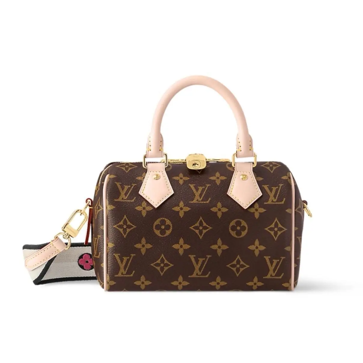 Pre-owned Louis Vuitton Speedy 20 Monogram Canvas, Adjustable Beige & Black Strap, Chip Version 19947617