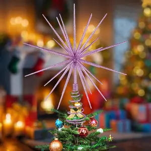 13.8 Inch  Christmas Burst Tree Topper Glittered  Burst Plastic Tree Topper Exploding  Christmas Decoration for  Ornaments Holiday Party Supplies