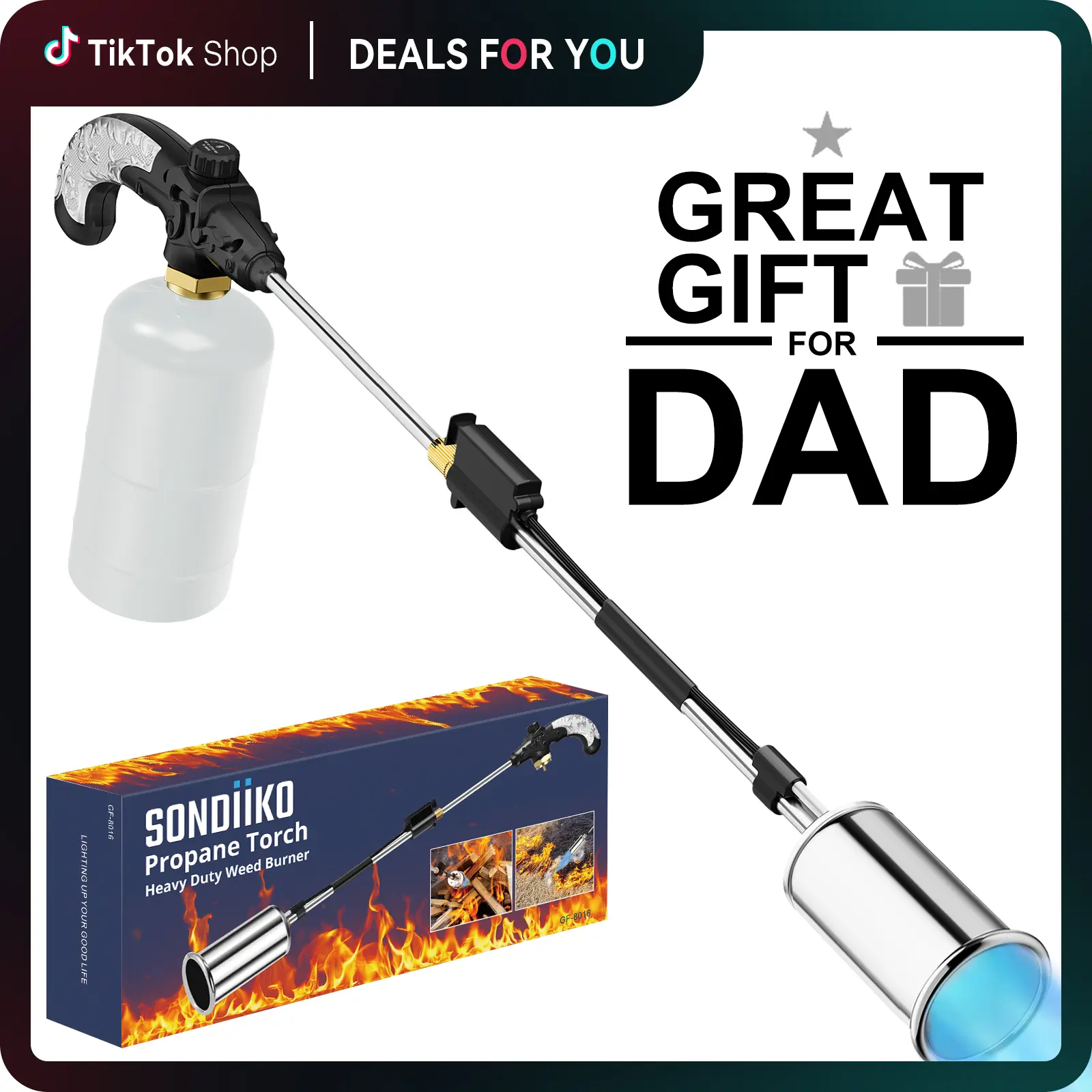 【DealsForYouDays】【SUMMERWINS】SonDiiKo Big Flame Propane Torch Head Kit, Weed Torch, Heavy Duty Blow Torch Detachable Propane Weed Torch with High Output 45,000 BTU for Garden Stumps Wood Ice Snow Roofing, Black & Red (Propane Tank Not Included)