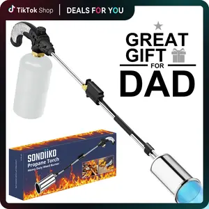 【FathersDayGift】【SUMMERVIBES】SonDiiKo Big Flame Propane Torch Head Kit, Weed Torch, Heavy Duty Blow Torch Detachable Propane Weed Torch with High Output 45,000 BTU for Garden Stumps Wood Ice Snow Roofing, Black & Red (Propane Tank Not Included)