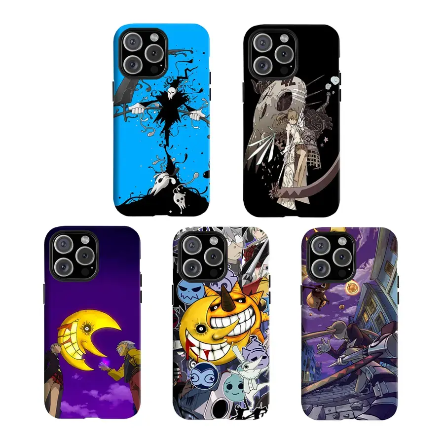 Soul Eater Lord Death Phone Case for iPhone 17/16/15/14/13/12/11 Pro Max Mini - Halloween Goth Core Aesthetic, Rugged Hardback Defender Bumper, Anime Accessories for Smartphone, Cellphone, Handheld Devices