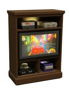 Mini Media Cabinet with Light-Up HDTV & Retro Game Consoles - 4 Custom TV Images! Special Limited-Time Price