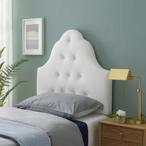 Modway Sovereign Twin Diamond Tufted Performance Velvet Headboard in White