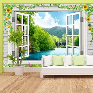 Peel and Stick Wallpapers for Living Room Brick Window TV Wall Papers Home Decor