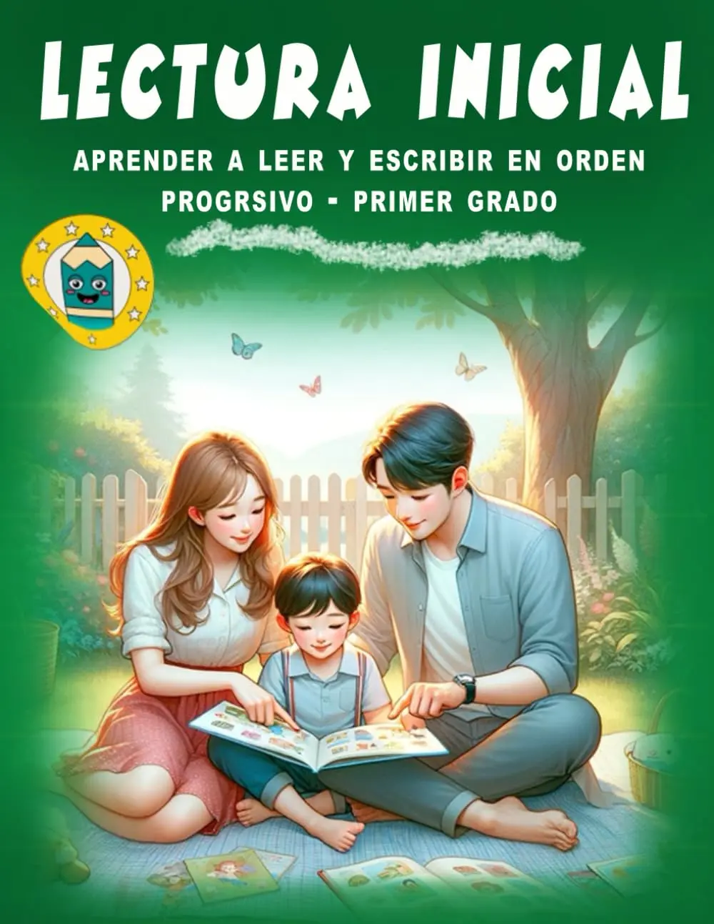 Lectura inicial: Libro de lectura en español primer grado, para niños aprender a leer, trazar y escribir con caligrafia ilustrada.