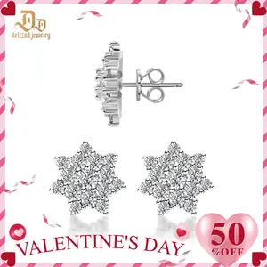 Delzzad Dazzling Star Cluster Earrings Round Synthetic Moissanite S925 Studs Unisex Earrings Birthday Anniversary Gift Mother's Day Christmas Gifts for Men Women