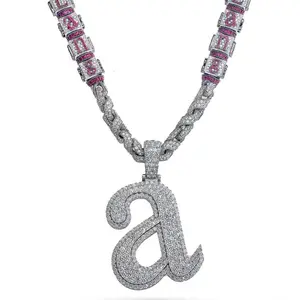 Letter A Hip Hop Pendant Necklace  Bold Norwegian zircon Copper Chain for Men & Women  Artist-Inspired Urban Jewelry Gift