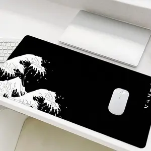 The Great Wave Pattern Mouse Pad,  1 Count Rectangle Gaming Mouse Pad, Non-slip Rubber Base Stitched Edge Desk Keyboard Mat for Home Office Game, Desk Accessories