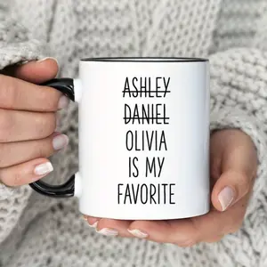 Personalized "Favorite" Kid Mug - Custom Name Coffee Cup with Bold Text, Hand Wash Only, Mother's Day Christmas Valentine's Gift for Mom, Cute Novelty Kitchen & Dining Mug