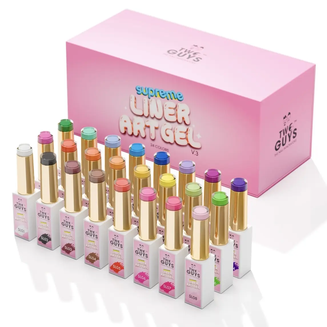 2GUYS NAIL SUPREME LINER ART GEL V.3 ( SET 24 COLORS)