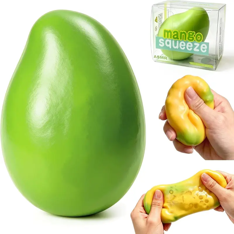 Crunchy Mango Squishies ASMR Toy, Bead Filled Realistic Bar Stress Ball,Soft Sensory Play Moldable Squishies body is easy to press, stretch, and reshape for relaxing hands-on play