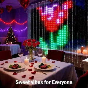 6.5*6.5FT Smart Curtain Lights Pro - 400 LED Dual Control (App & Included Remote) RGB Lights, Programmable Patterns/Text/Image Upload, Music Sync, Waterproof for Valentine's Party Indoor DIY Eaves Lighting