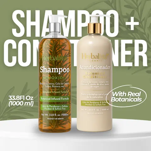 Herbalista Nourishing Shampoo & Conditioner Set with Acelerador & Olive Oil - Strengthening Botanical Haircare Cleanser for All Hair Types, Herbal Scent, 2 x 1000ml (33.8 fl oz), Coconut, Any, Sulfate-Free, Eucalyptus, Herbal Aroma