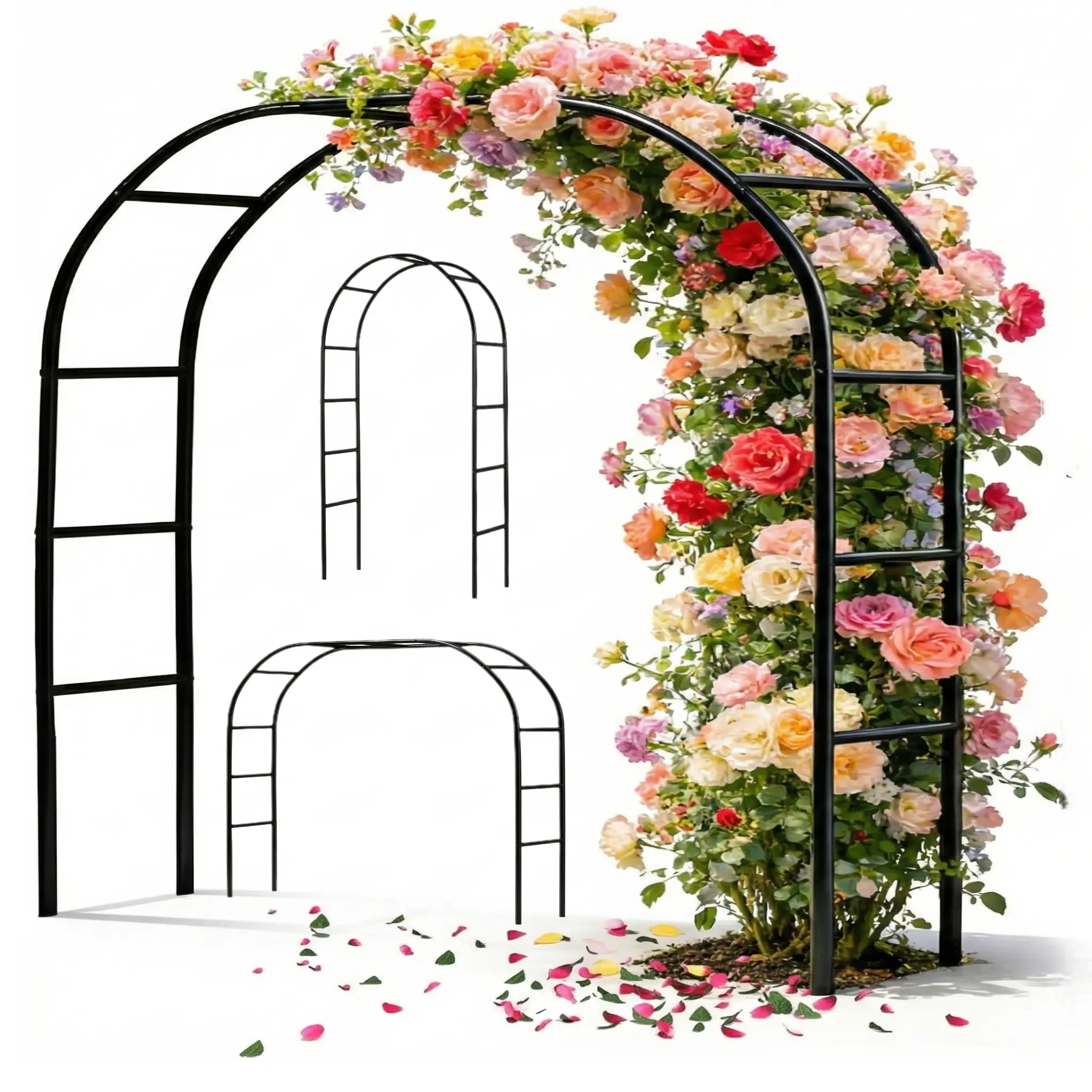 Heavy-Duty Rustproof Metal Garden Arch Trellis A1201 - Adjustable Flower Rack with 2 Convertible Shapes, Plant Support & Care, Vertical Gardening Trellises for Climbing Plants, All Seasons, Party & Landscaping Decor