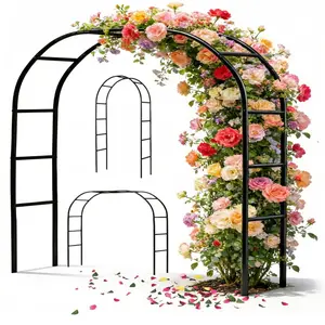 Garden arch flower rack, heavy-duty rustproof metal trellis, suitable for climbing plants—roses, vegetables, fruits—vine support; ideal for wedding, birthday, Halloween, and Christmas holiday party decorations. adjustable size