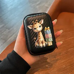 Mascot Baby Room Giraffe Pattern, Office & Travel Essential! Eva Hard Edge Headphone/wire/charger Storage Box, Simple Design + Mesh Pocket