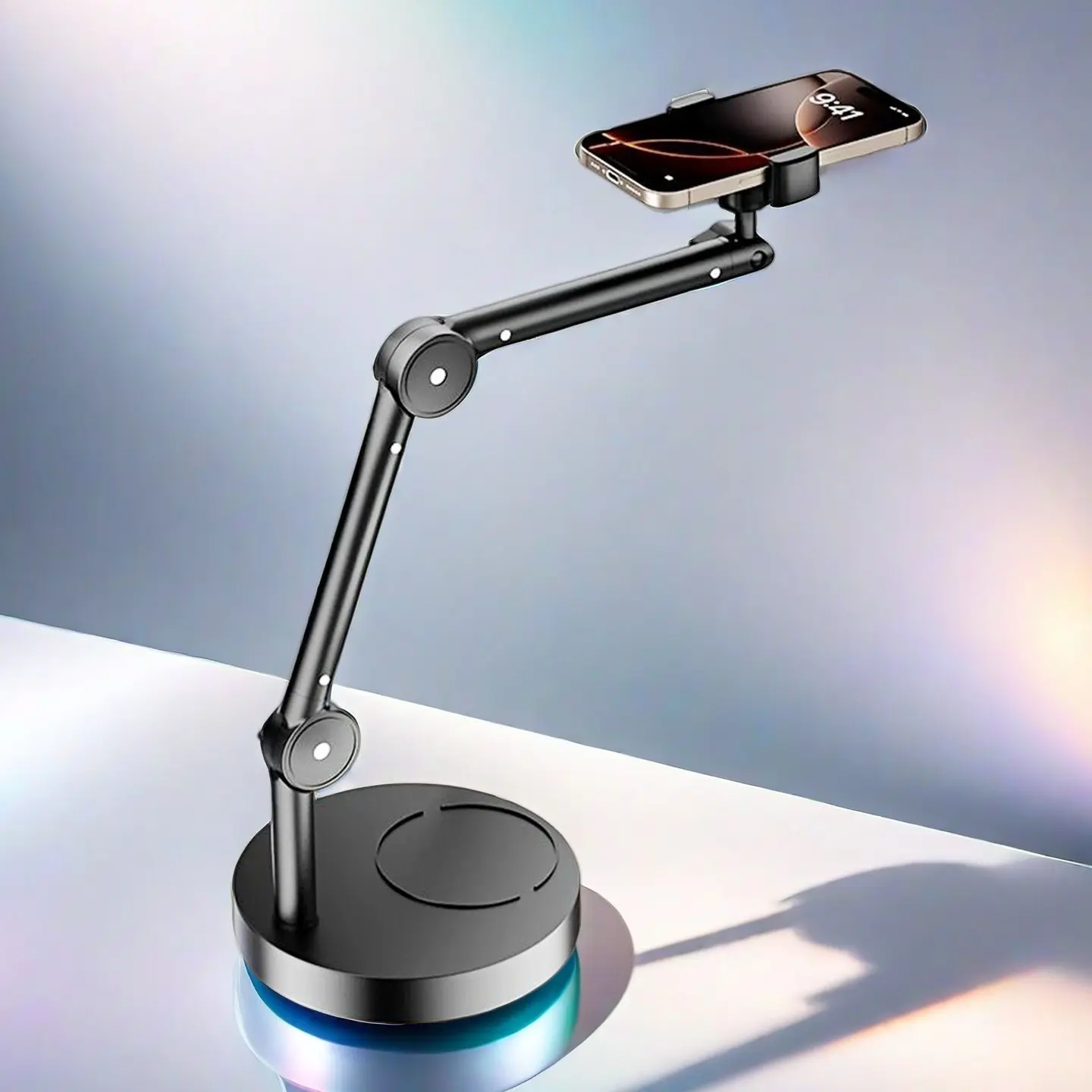 Adjustable Universal Metal Phone Tablet Stand, Tablet Phone Mount, Multi-Angle Desktop Holder, Perfect for Overhead Shots, Live Streaming, Selfie Sticks, Tripods, Cell Phone Stand, Cell Phone Holders