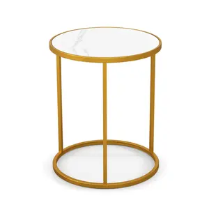 COSTWAY - Set of  2 Modern Accent Chair and Marble Top Side Table Set