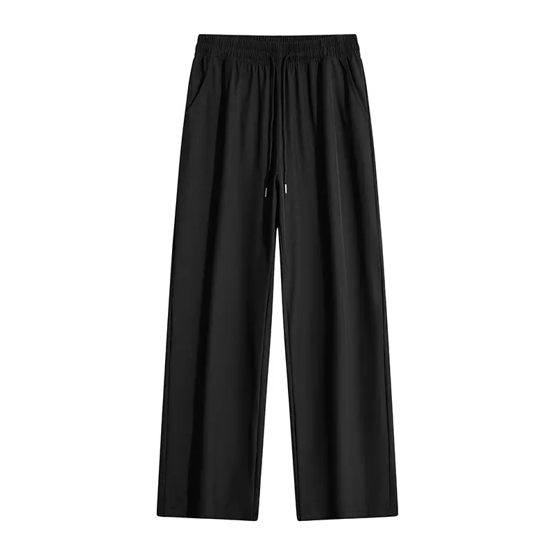 Men’s with Pockets — Solid Color Training/Track ,Straight-Leg Street Style, Fashionable Basic Wide-Leg Design mens jogger workout  men menswear athleisure loose long  bagg uncuff boys sweatpants black gym summer fi Casual Loose-Fit Drawstring Pants slacks