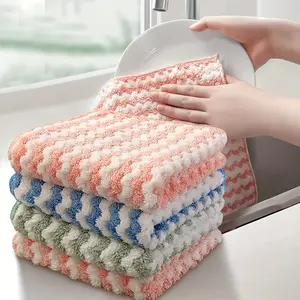 5/10pcs Kitchen Dish Towels, Dishwashing Cloth, Oil-Resistant Non-Fuzzy Cleaning Cloths, Absorbent Water Cleaner, Easy to Clean, Glass Wiping Cloth, Home Use