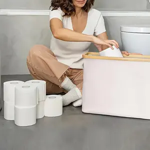 Bohemian-style toilet paper holder – modern bathroom storage cabinet, towel storage box, laundry basket, ultra-thin roll paper storage container for storing paper products and accessories. It can accommodate a 12-meg roll independent toilet paper holder.
