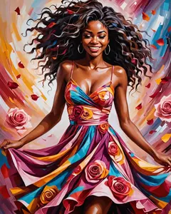 "Wind in the Roses" 16x20in Framed Painting by Number Canvas Kit, Includes 3 Brushes & All Supplies, Ideal for DIY Crafts & Relaxation, All-Ages Activity for Adults/Kids