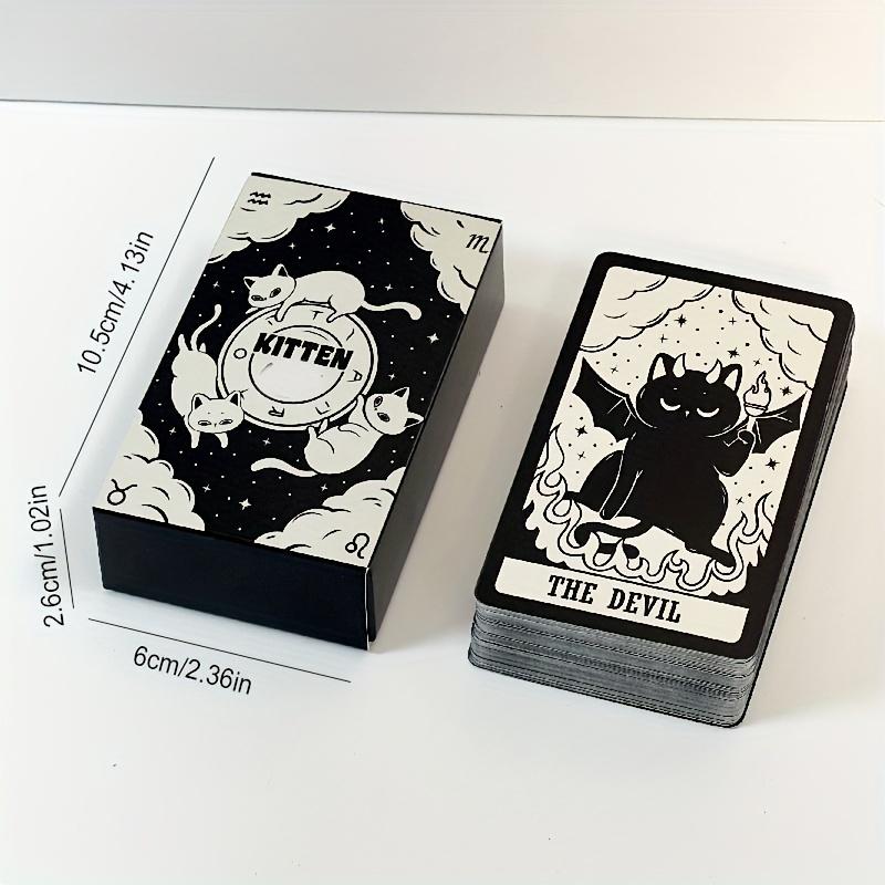 Charming Cat Tarot Cards Game - Ideal Gift for Cat Enthusiasts, Family Fun Night, Christmas & Halloween Entertainment, Black and White Illustrated Deck with Detailed Cat Designs