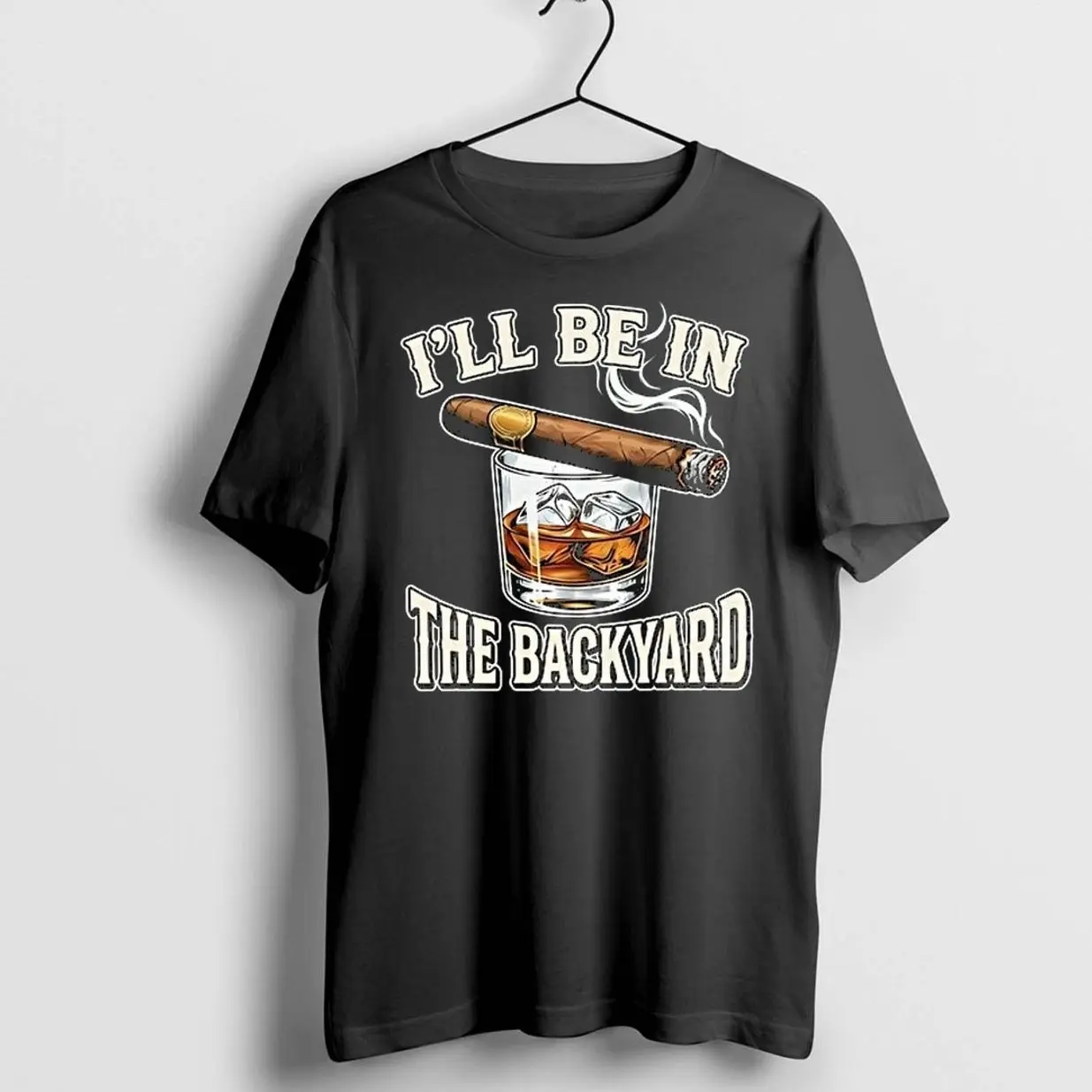 Women's "I'll Be In The Backyard Cigar 0" Casual Short-Sleeve T-Shirt, Comfortable Fabric Tops, KB4 Sweater Hoodie Alternatives