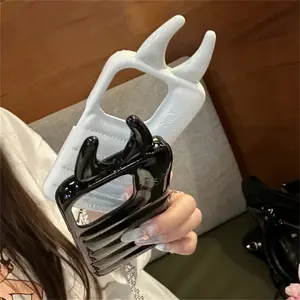 INS Trendy 3D Horn Glossy Down Jacket Phone Case For iPhone 15 14 13 12 Pro Max Creative Soap Shockproof Back Cover Funda Gift