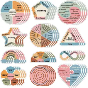 48 count Breath Calm  Sensory Stickers  Tactile Textured Mindfulness Sticker Fidget Silent Adhesive Sensory Strips for School Office Adults Teen  Tension Student Classroom