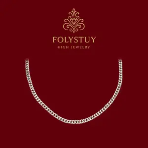 [5.2mm by 20inches Platinum Little Cuba Necklace]【FOLYSTUY(Y148)】Platinum Little Cuba Design Unisex Fashion Jewelry