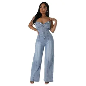 SHOW MY SHOULDER DENIM JUMPSUIT