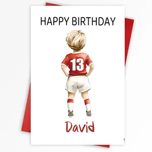 1pc Blonde Boy No.13 jersey birthday card envelope set with blank inner pages, suitable for European and American birthday celebrations, personalized gifts, sports themed surprise gifts, universal scenes, simple themed greeting cards
