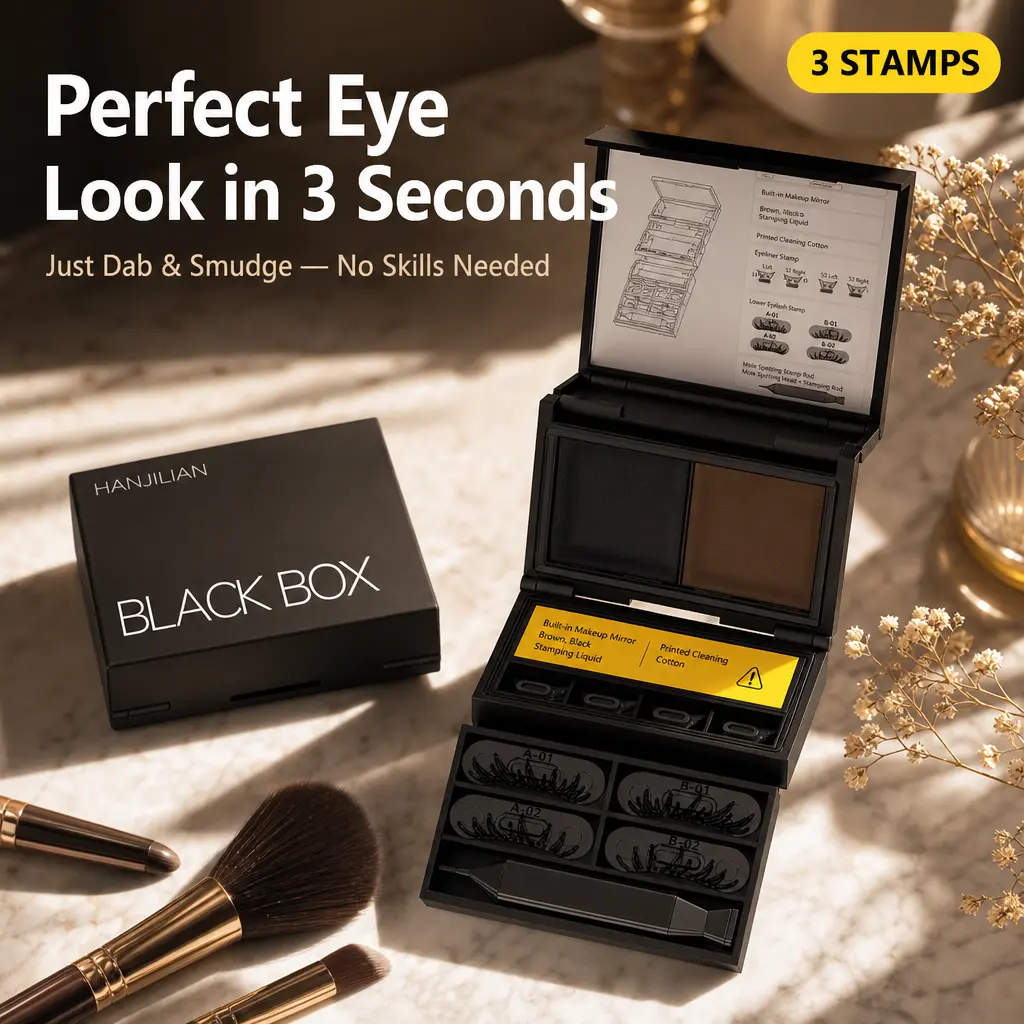 Viral 3s Lazy Eye Makeup Kit | Cosmetic Eye Makeup Stamping Pen Black Box Set, Beginner-Friendly Dual-Color Winged Eyeliner & Lower Lash Tool